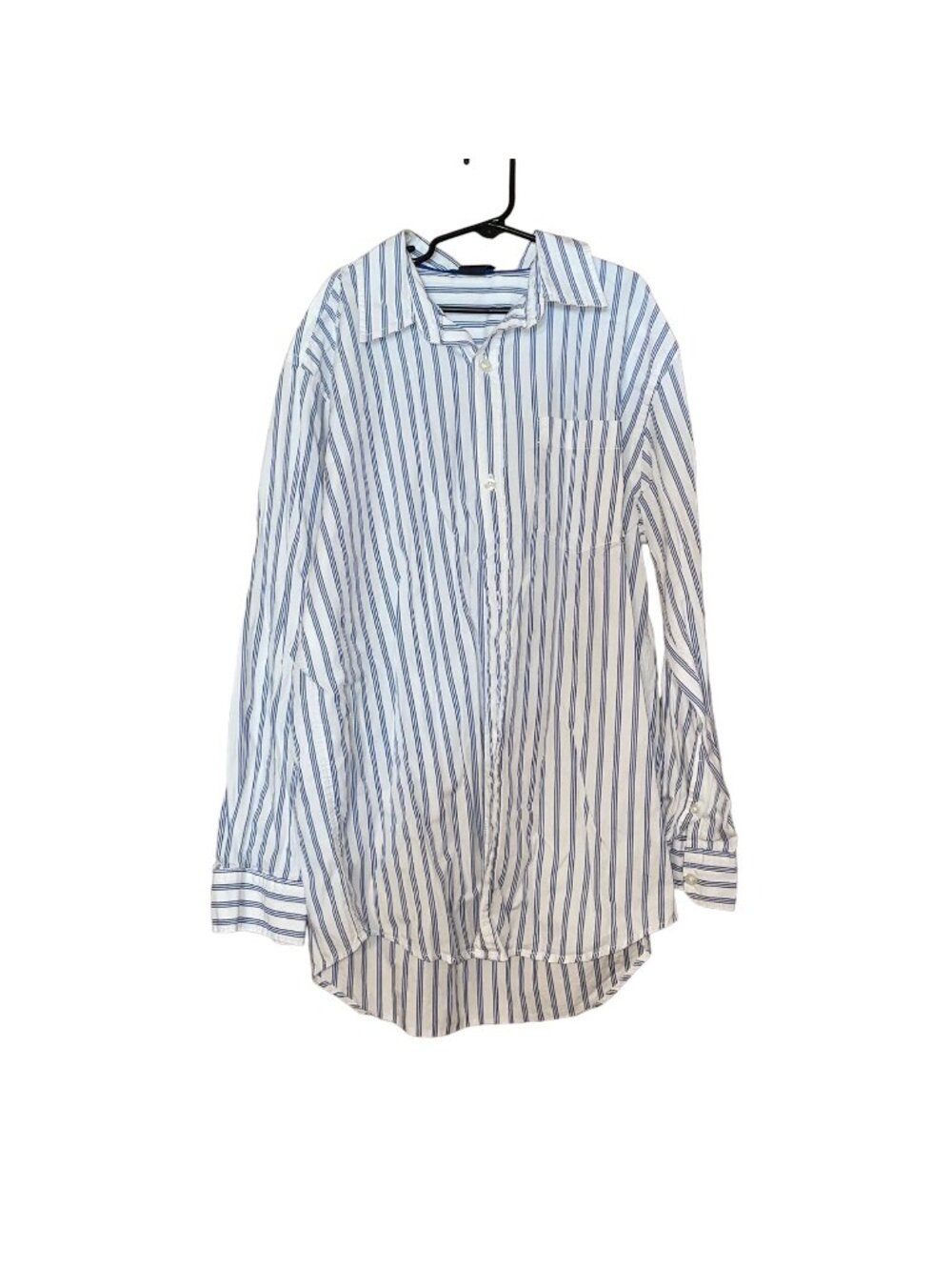 Gap Kids XL Boys Striped Button-Down Shirt Blue & White Long Sleeve Cotton